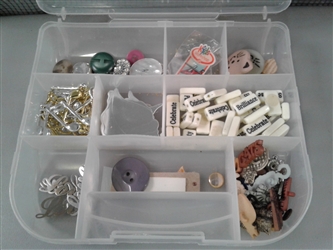 Plastic Organizer Box With Buttons and Beads