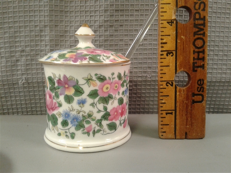 Vintage Nasco Imperal China Japan Floral Chinte Condiment Container With Underplate 