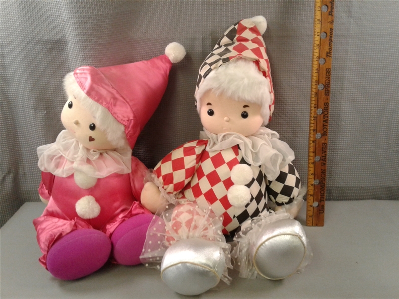 Pair of Vintage Musical Clowns and Stuffed Bears