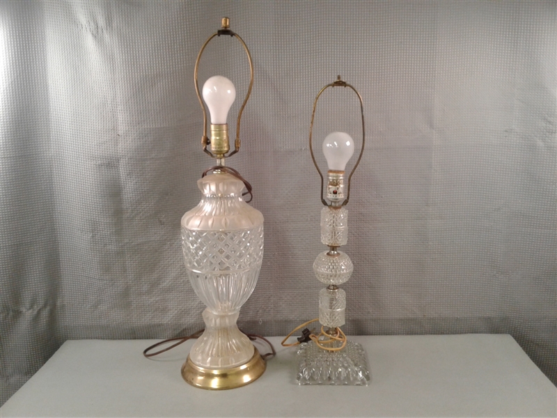 Two Clear Glass Lamps 
