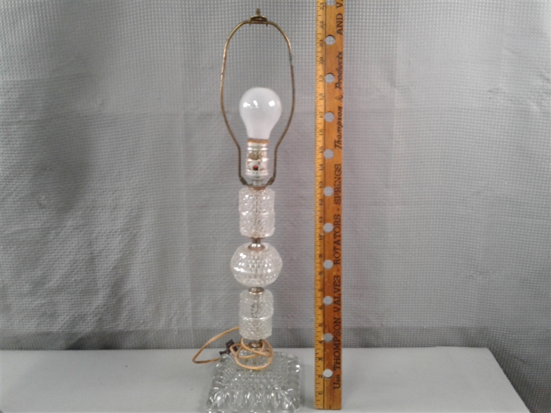 Two Clear Glass Lamps 