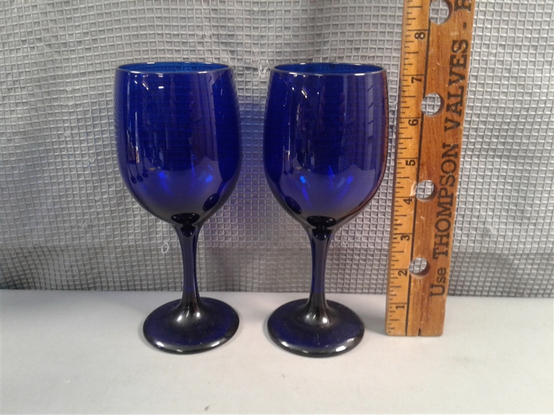 Cobalt Blue Champagne Glasses & Wine Glasses