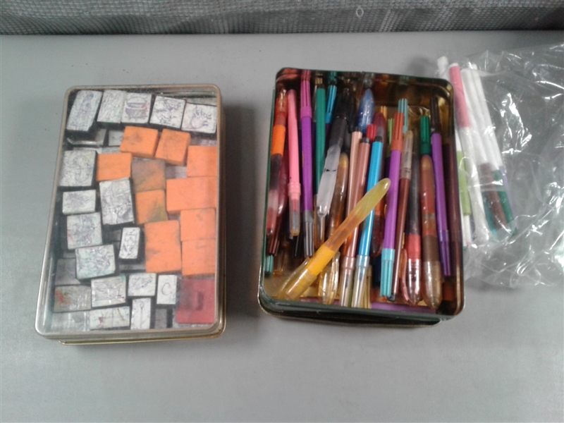 Rubber Stamps, Inkpads and Markers. 