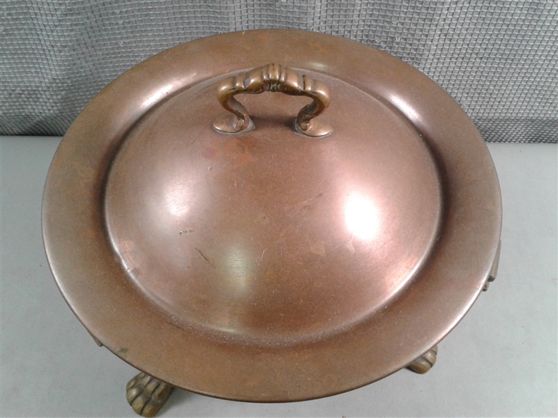 Copper & Brass Fondue/Chafing Dish with Stand