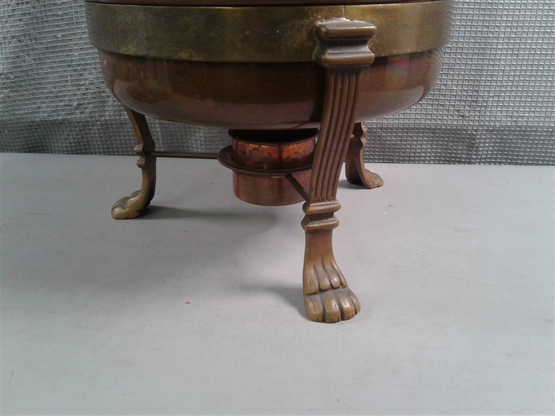 Copper & Brass Fondue/Chafing Dish with Stand