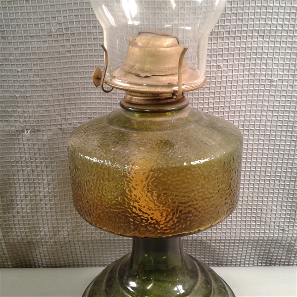 Vintage Oil Lamps- Green, Clear & Yellow