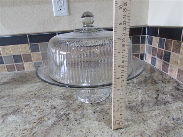 GLASS CAKE PLATE WITH COVER/PUNCH BOWL