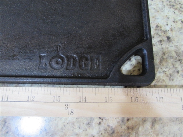 LODGE CAST IRON GRIDDLE & BREAD PANS