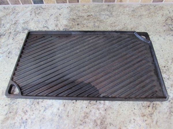 LODGE CAST IRON GRIDDLE & BREAD PANS