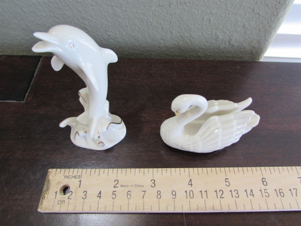 LENNOX DOLPHIN & SWAN FIGURINES