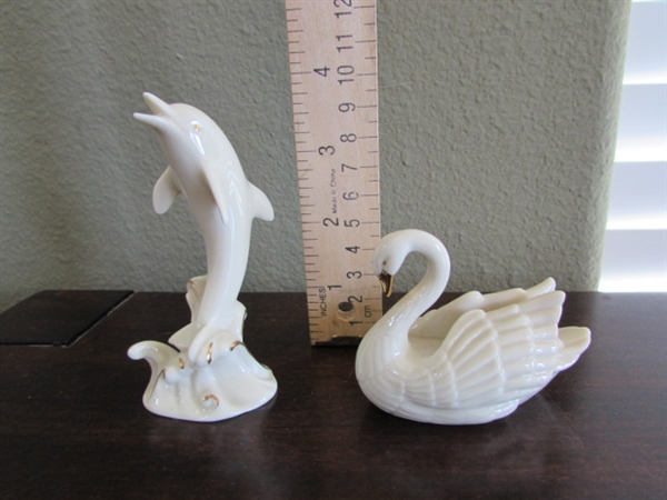 LENNOX DOLPHIN & SWAN FIGURINES