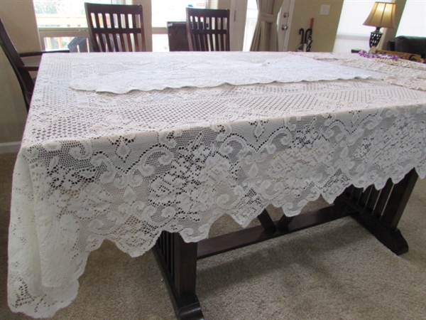 LACE TABLECLOTH & CROCHETED DOILIES