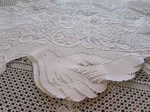 LACE TABLECLOTH & CROCHETED DOILIES