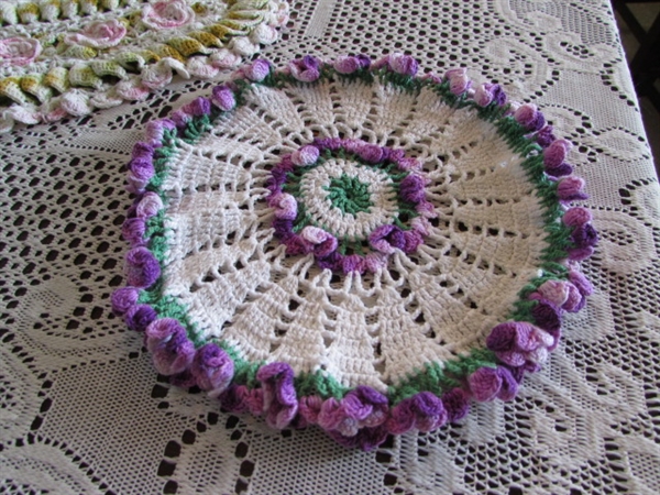 LACE TABLECLOTH & CROCHETED DOILIES