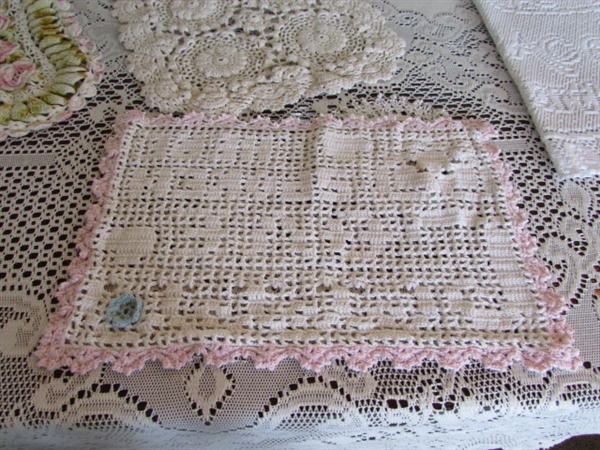 LACE TABLECLOTH & CROCHETED DOILIES