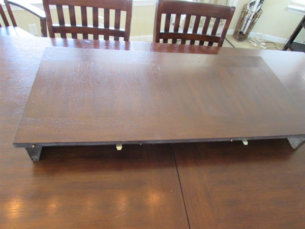 PUB HEIGHT DINING TABLE W/6 CHAIRS & 18 LEAF