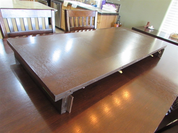 PUB HEIGHT DINING TABLE W/6 CHAIRS & 18 LEAF