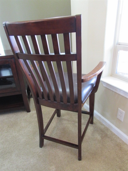 PUB HEIGHT DINING TABLE W/6 CHAIRS & 18 LEAF