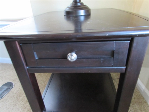 ASPENHOME SIDE TABLE WITH DRAWER & LAMP