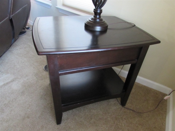 ASPENHOME SIDE TABLE WITH DRAWER & LAMP