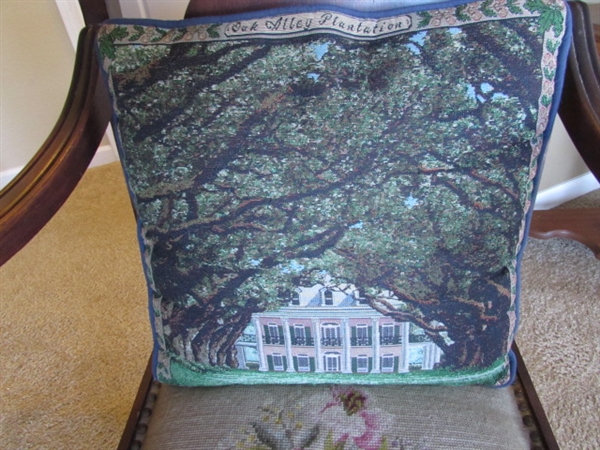 ANTIQUE ARM CHAIR W/NEEDLEPOINT SEAT