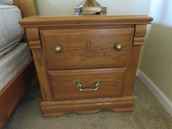 OAK SIDE TABLE AND LAMP #1