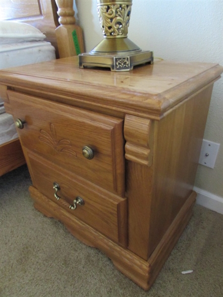 OAK SIDE TABLE AND LAMP #1