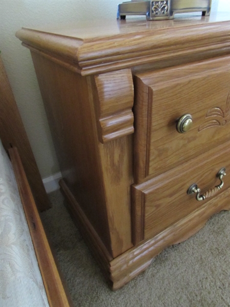 OAK SIDE TABLE AND LAMP #1