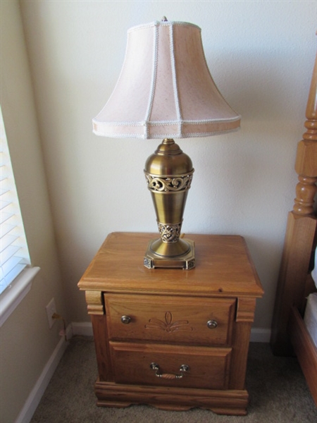 OAK SIDE TABLE AND LAMP #2