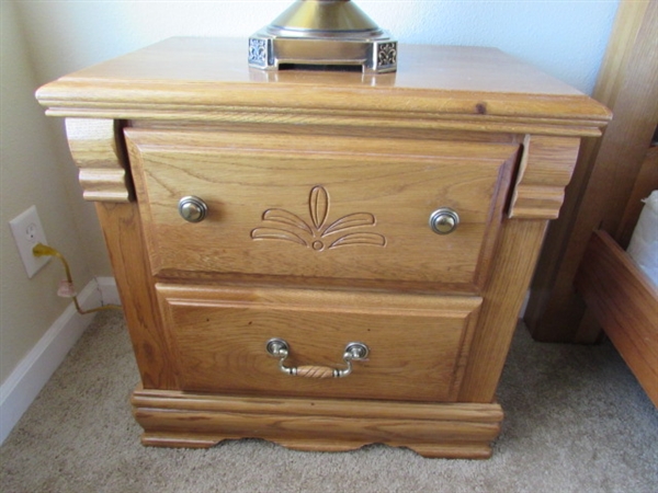 OAK SIDE TABLE AND LAMP #2