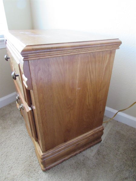 OAK SIDE TABLE AND LAMP #2