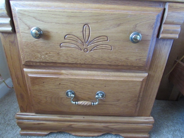 OAK SIDE TABLE AND LAMP #2