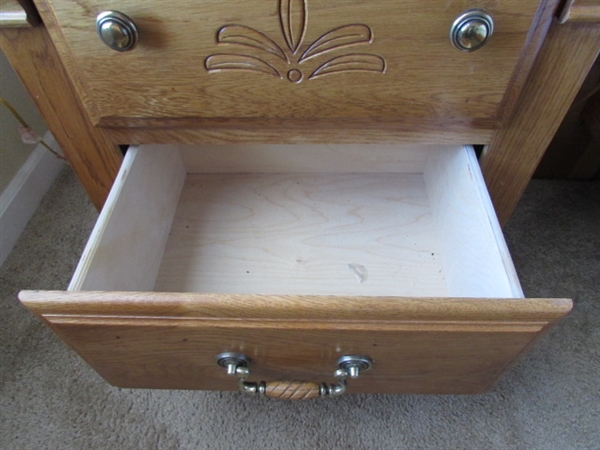 OAK SIDE TABLE AND LAMP #2