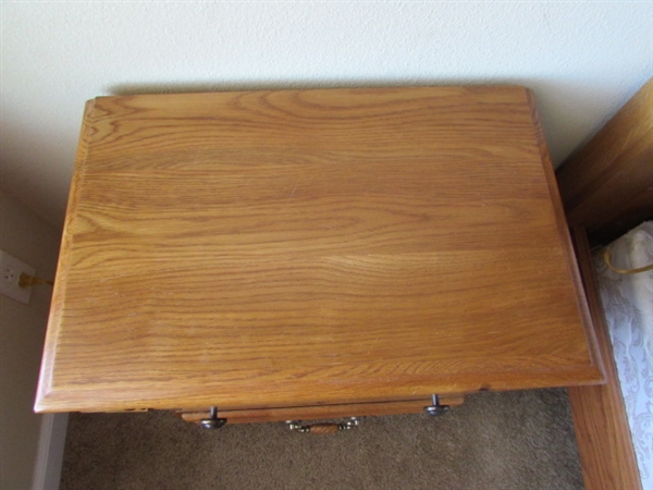 OAK SIDE TABLE AND LAMP #2