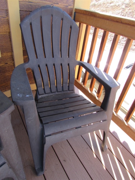 PAIR OF PLASTIC ADIRONDACK PATIO CHAIRS