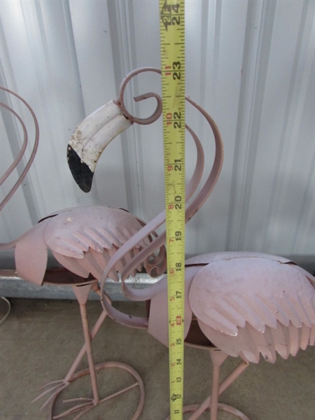 PAIR OF VINTAGE METAL FLAMINGOS