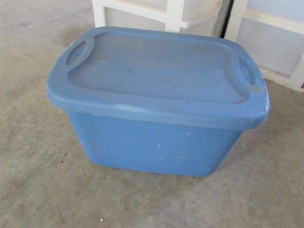 ASSORTED PLASTIC STORAGE DRAWERS & BINS