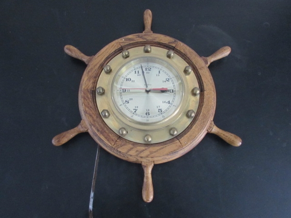 SHIPS WHEEL WALL CLOCK