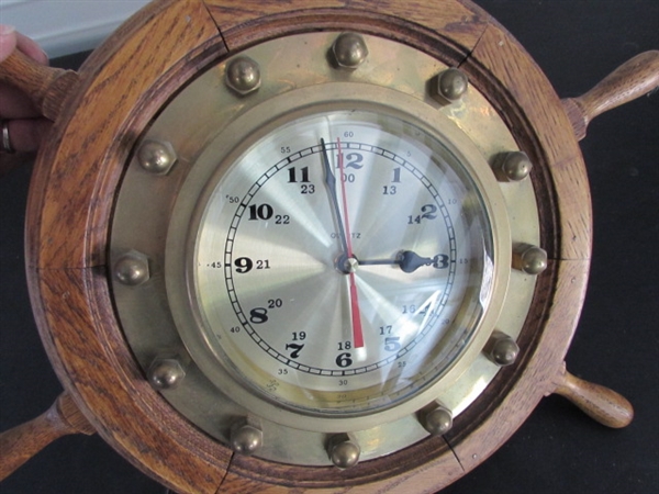 SHIPS WHEEL WALL CLOCK