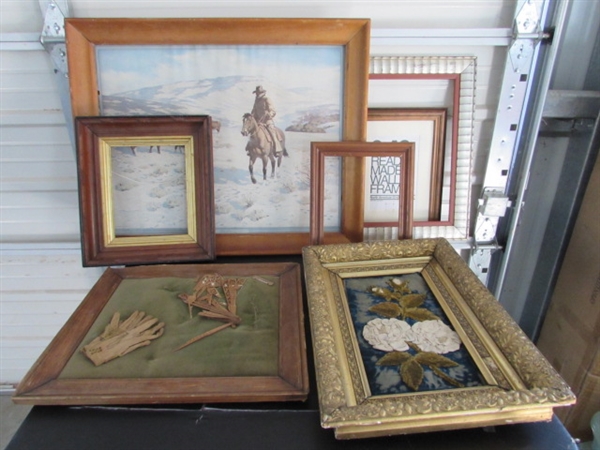 ASSORTED FRAMES AND ANTIQUE ART