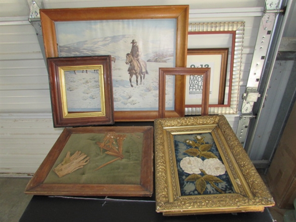 ASSORTED FRAMES AND ANTIQUE ART