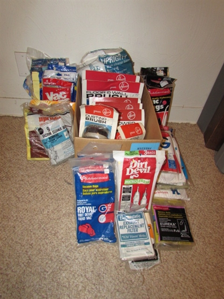LOTS OF VACUUM CLEANER BAGS AND HOOVER BRUSH ATTACHMENTS