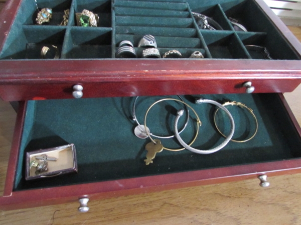 JEWELRY BOX WITH DRAWERS AND JEWELRY