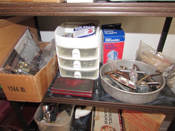 METAL SHELF AND CONTENTS