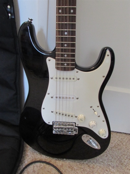 FENDER SQUIER STRAT ELECTRIC GUITAR AND SOFT CASE