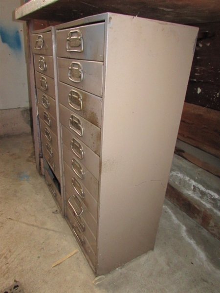 2 10-DRAWER METAL CABINETS WITH CONTENTS