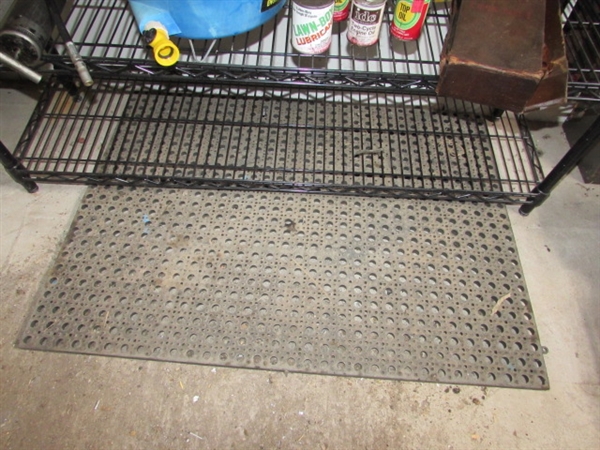 GREASE GUNS, LUBRICANTS, WIRE SHELF AND MAT