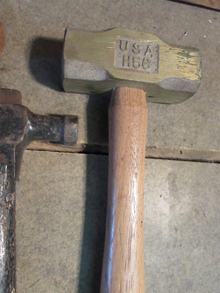 CLAW HAMMERS AND BRASS SLEDGE HAMMER