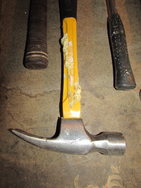 CLAW HAMMERS AND BRASS SLEDGE HAMMER