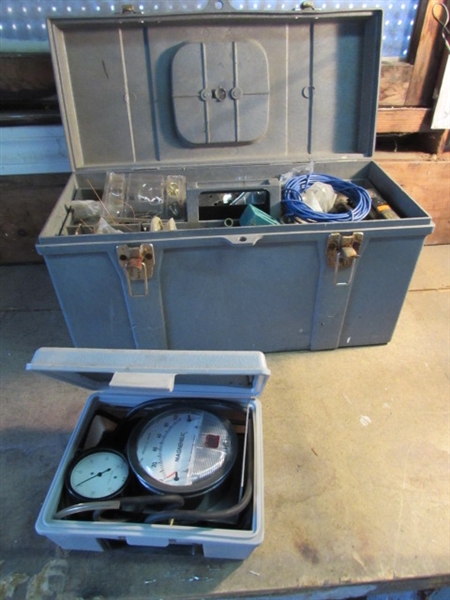 MAGNEHELIC GAUGE, TOOLBOX & CONTENTS